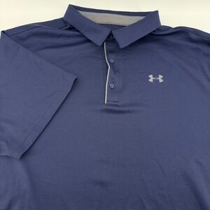 Under Armour Mens 3XL Polo Shirt Navy Blue HeatGear Loose Fit‎ Golf Casual